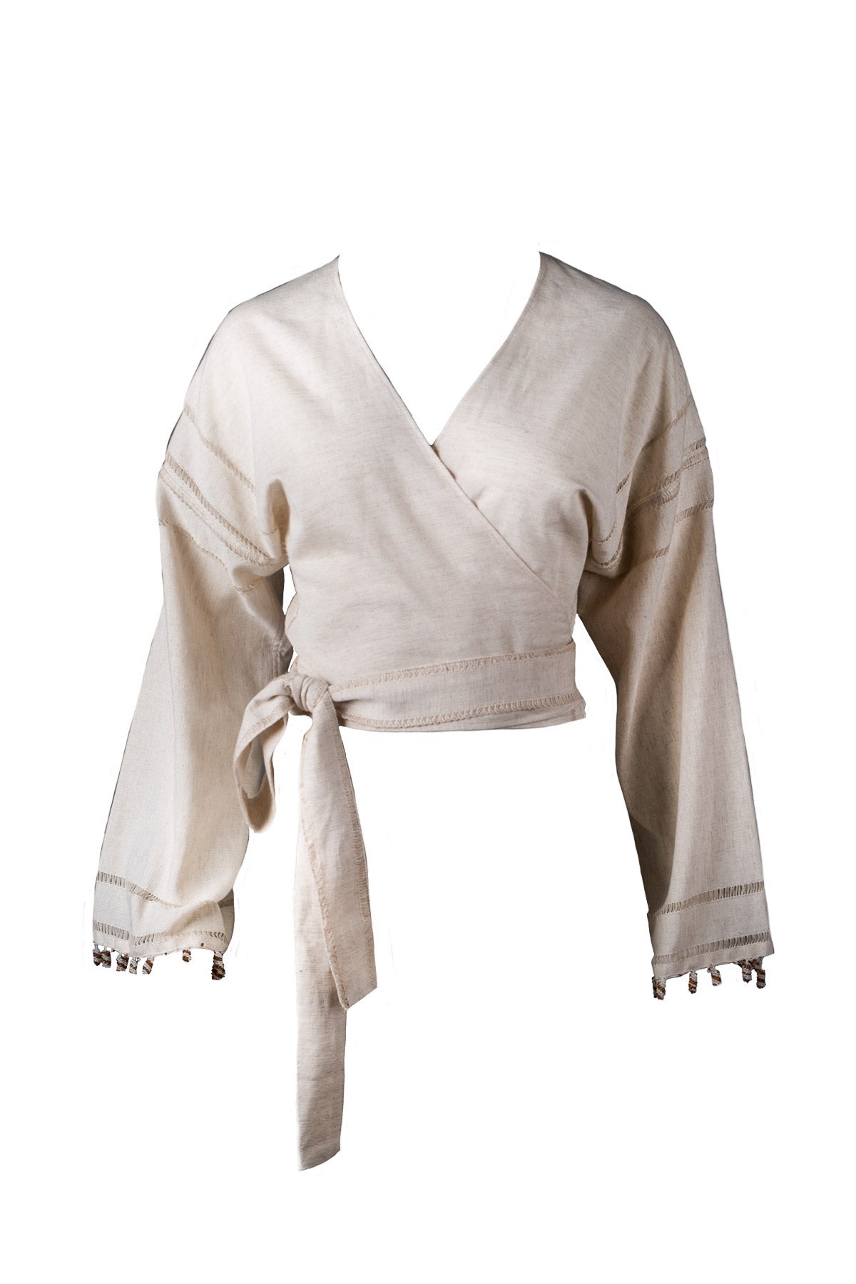 Kimono Crop-Top Embroided Cuff