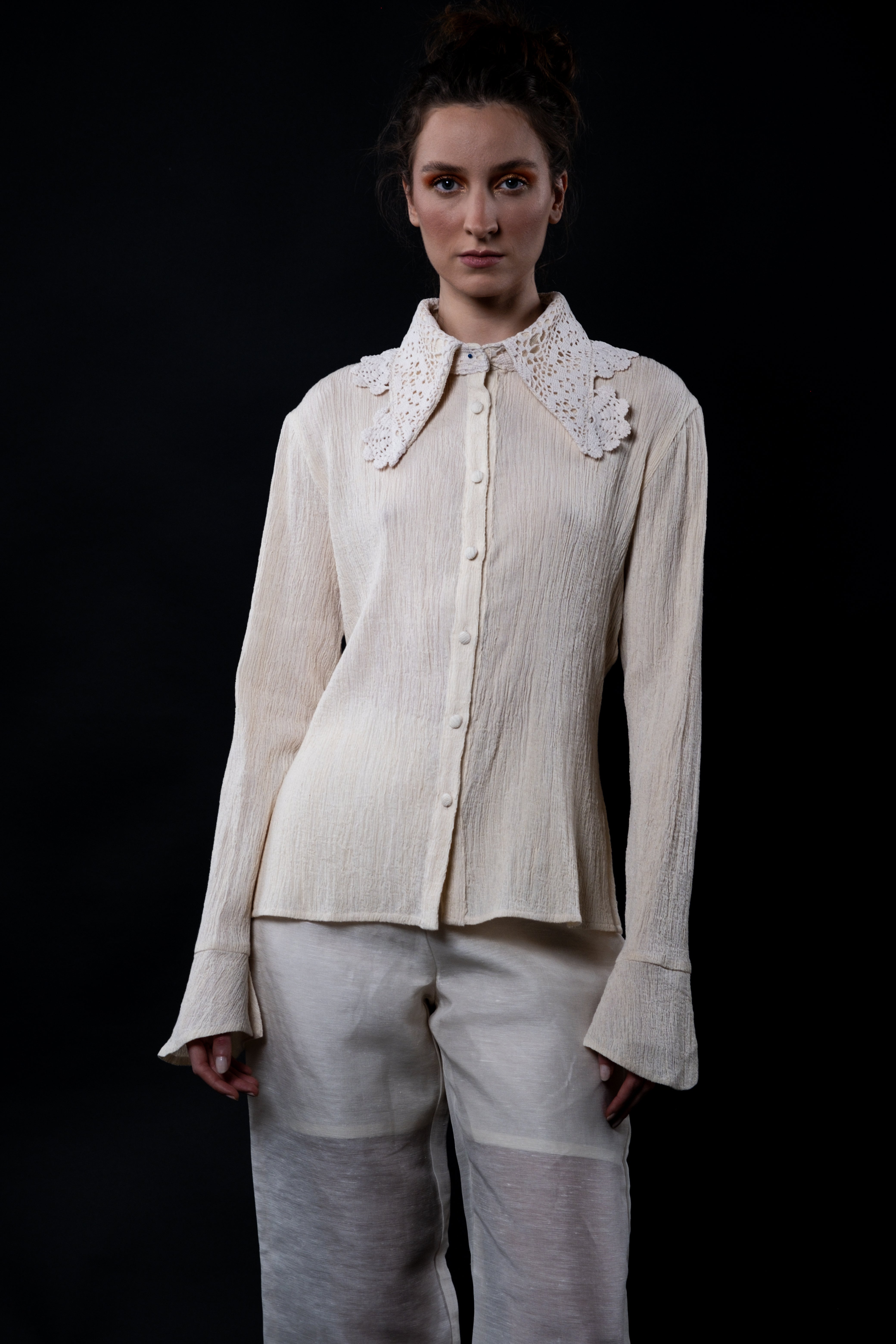 Upcycle Lace Collar Shirt