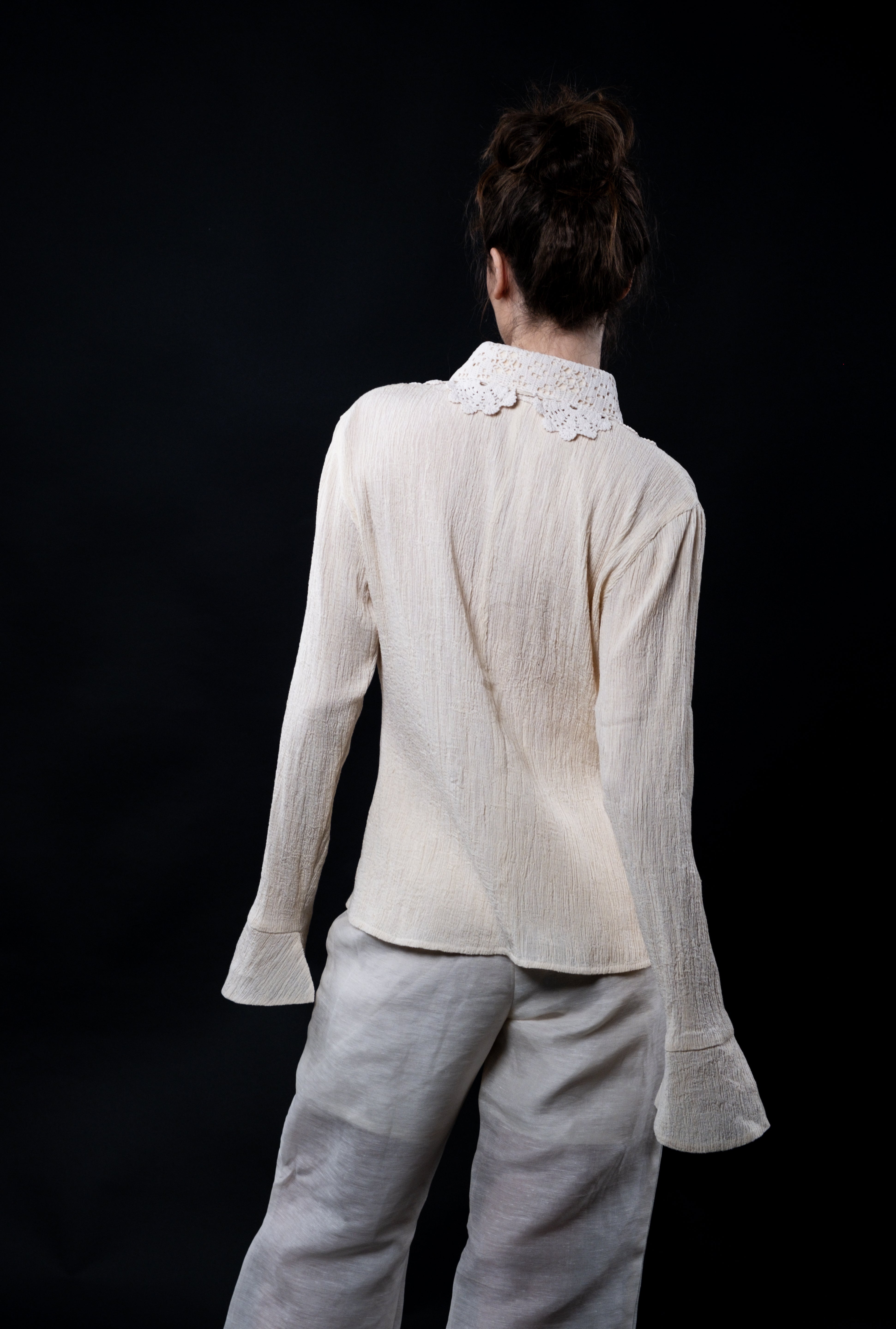 Upcycle Lace Collar Shirt